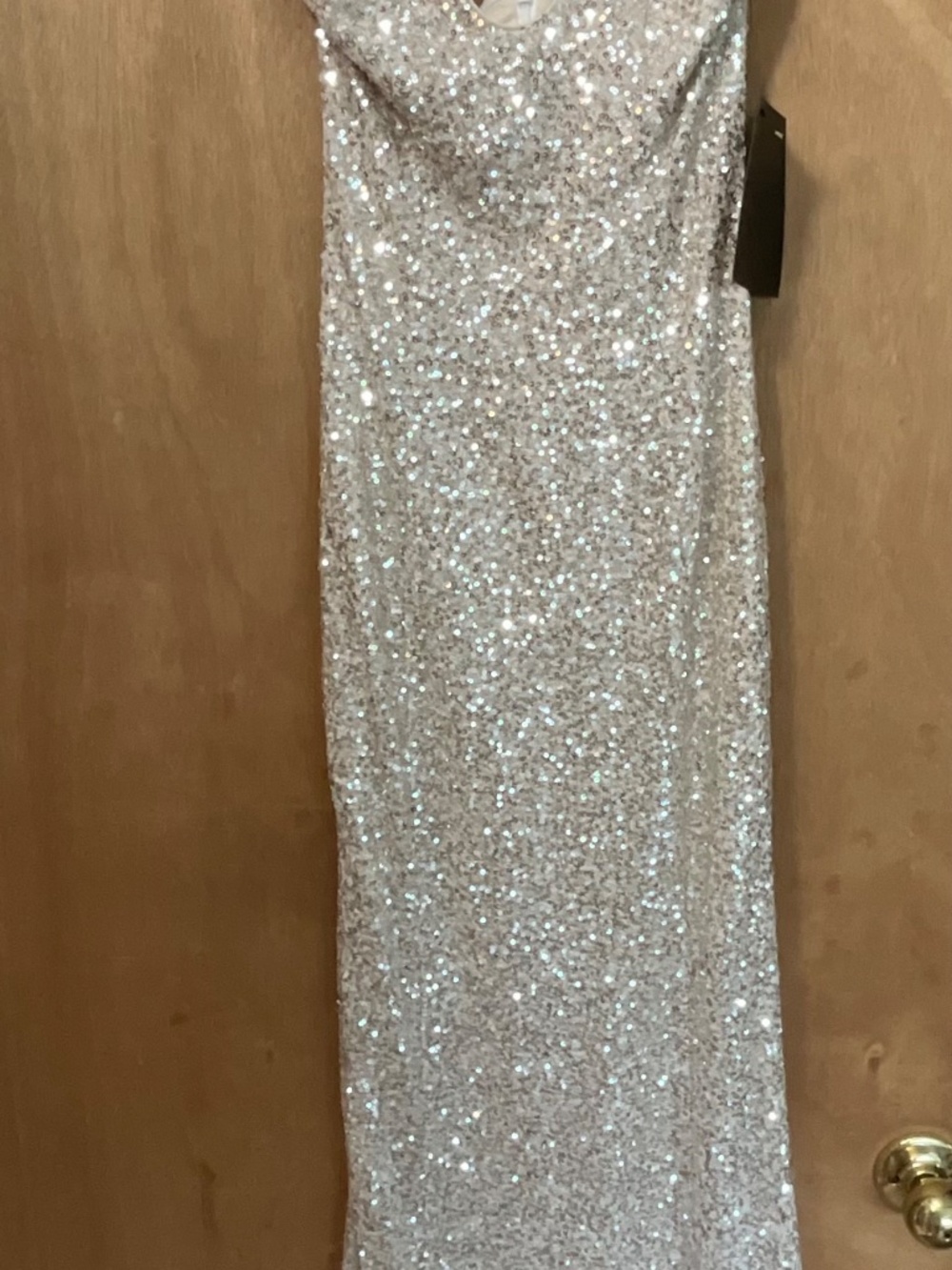 LULUS Velenia Champagne Sequin Halter Mermaid Maxi Dress S - Picture 6 of 14